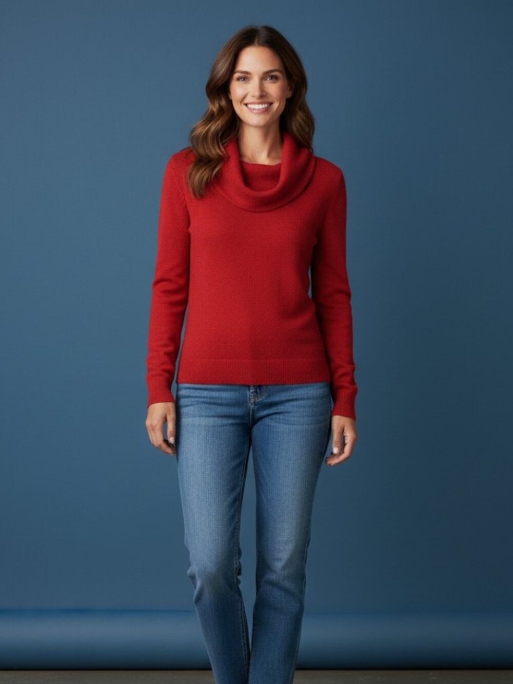 Jessica Red Cowl Neck Sweater